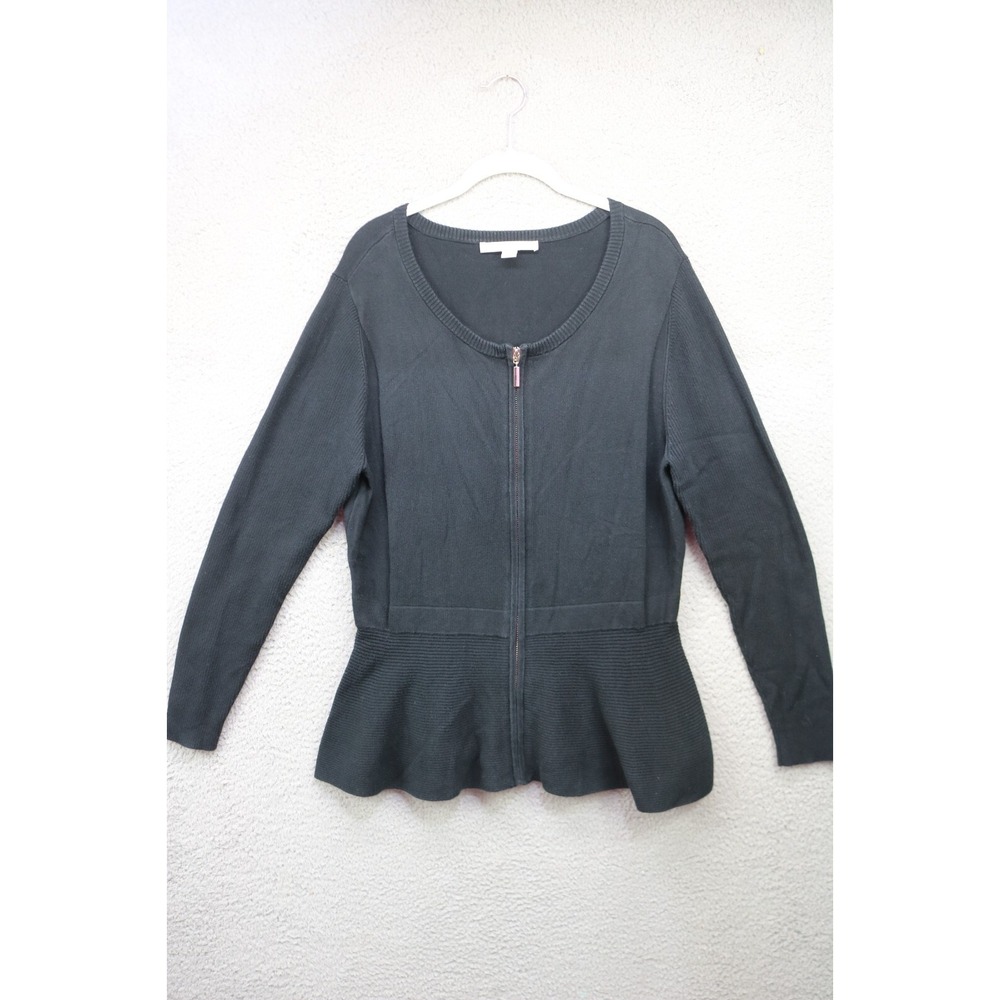 Boston Proper Full Zip Sweater-Flared Hem-Size XL-Witchy-Goth-Check Measurements